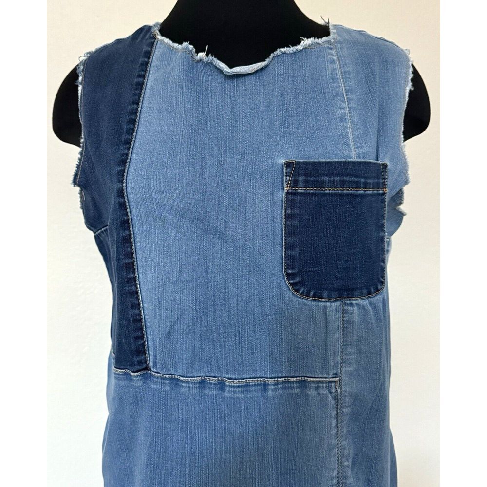 Soho New York & Company Dress Women LARGE Blue Denim Patchwork Stretch Casual - Picture 2 of 13